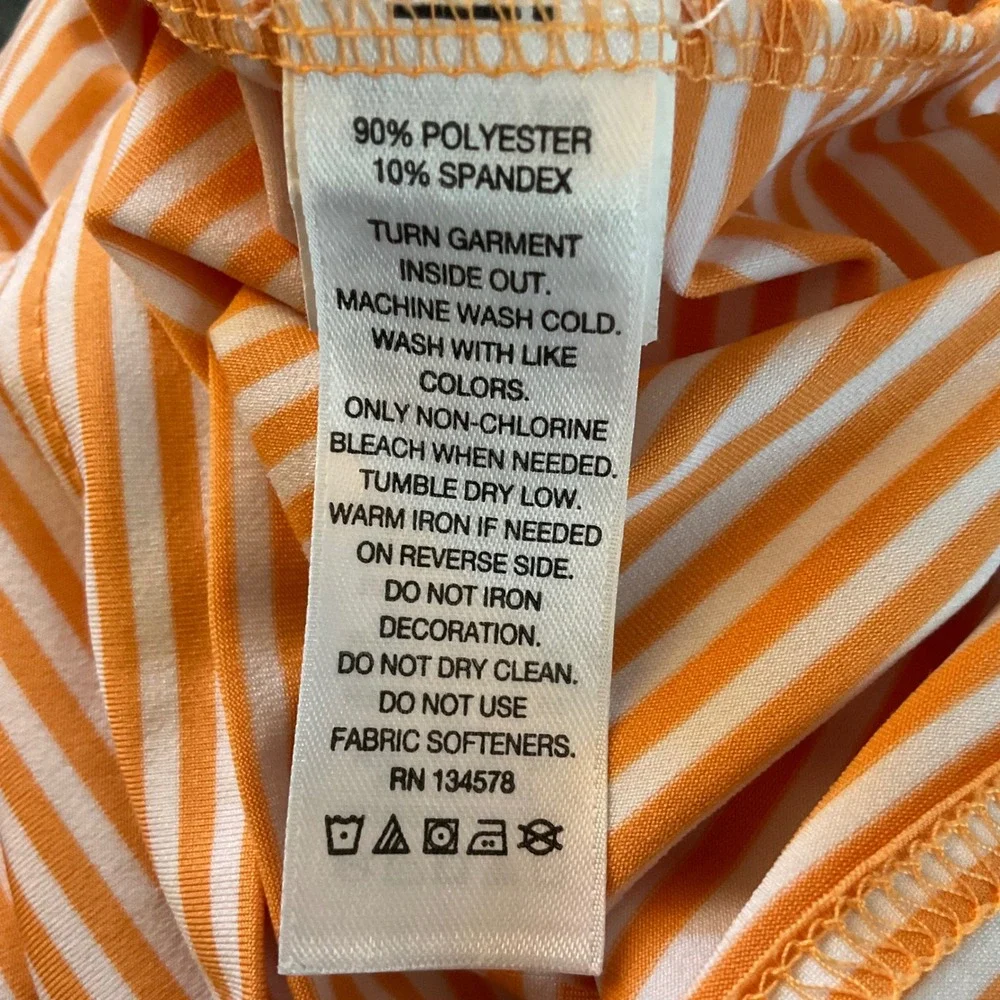 Vineyard Vines Men Orange Stripe Performance Polo Shirt M Golf Pickleball Tennis